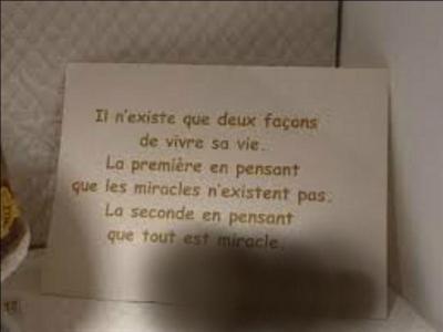 De qui est la phrase : "Il n'existe que deux façons de vivre votre vie. L'une comme si rien n'était un miracle. L'autre comme si tout était un miracle." ?