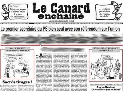 Le "référendum sur l'union" organisé par le secrétaire du PS - Qu'en pense le "Canard", en octobre ?