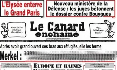 Toujours sur les migrants : "Après leur avoir ouvert grand les bras, elle les referme". Que dit Mme Merkel, d'après le "Canard" ?