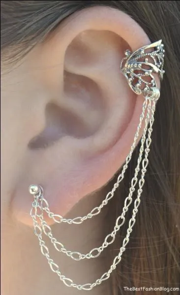 Quel nom portent ces boucles d'oreilles qui s'attachent sur deux parties de l'oreille ?