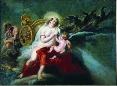 La superbe reine mit au monde un garçon, robuste et très glouton. Le bambin affamé, avalait tant de lait, qu'une goutte tomba, et qu'une fleur poussa. Ainsi naquit le lys blanc. Comment s'appelle cette reine ?