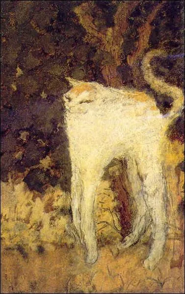 Qui est l'auteur de cette peinture intitulée "Le chat blanc" ?