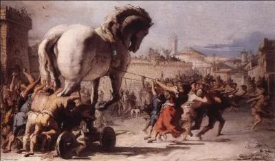 Illustration de la légende, voici "La procession du cheval de Troie à Troy" selon Giandominico Tiepolo (1777) : quelle cote à ce tableau à vos yeux ?