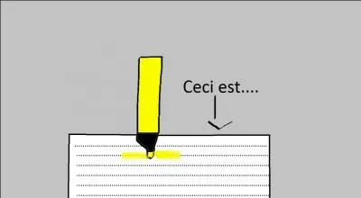 Cette affaire est normalement dans toutes les trousses. Elle est fluo, ça c'est sûr. Elle est souvent jaune fluo mais elle peut être orange, rose, verte etc. Cette affaire est...
