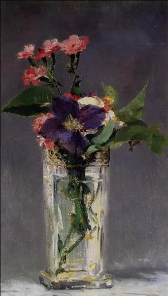 Qui a peint "illets et clématite dans un vase de cristal" ?