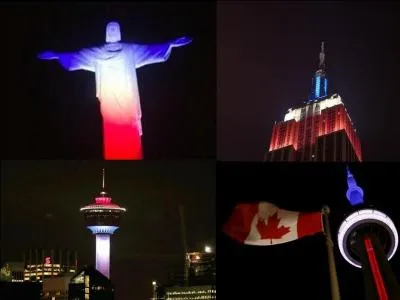 Parmi ces monuments, un seul n'a pas été illuminé aux couleurs de notre pays.
Lequel ?