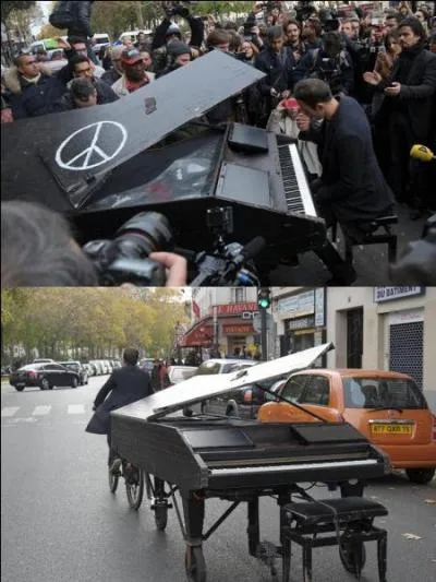 Finissons avec quelques faits encourageants dans cette affaire.
Le 14 novembre 2015, donc le lendemain, une personne à vélo se présenta près du « Bataclan ». il fit une représentation que l'on n'a pas l'habitude de voir suite à de tels événements.
Que fit cette personne ?