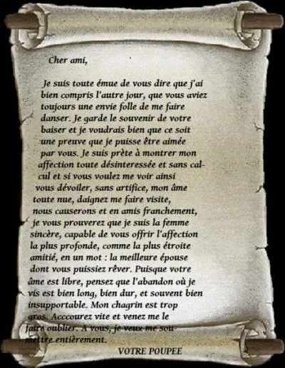 (Vous allez devoir agrandir l'image.) Je vais vous demander de lire cette lettre :