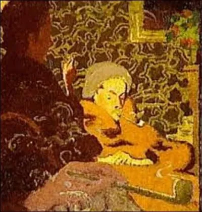 Quel peintre nabi (1867-1947), aussi graveur, illustrateur et sculpteur, peint cette huile sur toile (H : 0, 38 m x L : 0, 36 m) intitulée "Intimité", et qui représente un camarade de régiment de ce dernier, le compositeur Claude Terrasse (1867-1923) ?