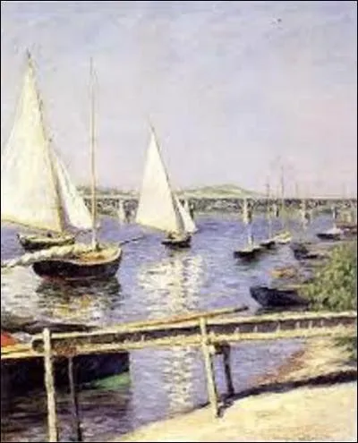 Pourriez-vous me donner le nom de ce peintre impressionniste, yachtman passionné, remportant des régates sur la Seine dès 1879, se faisant remarquer par ses bateaux luxueux et novateurs, qui a peint cette huile sur toile (H : 0, 65 m x L : 0, 55 m) nommée "Voiliers à Argenteuil", vers 1888 ?