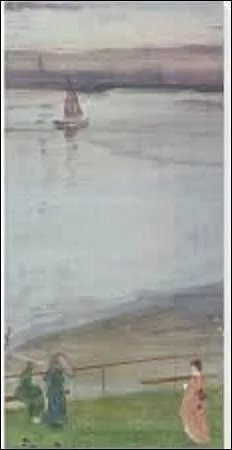 Pourriez-vous me citer ce peintre et aquafortiste américain (1834-1903), lié au mouvement symboliste et impressionniste, qui a créé cette huile sur toile (H : 0, 61 m x L : 0, 35 m) intitulée "Variations en violet et vert", en 1871 ?