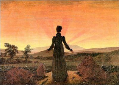 Qui peint "Femme devant le coucher de soleil" ?