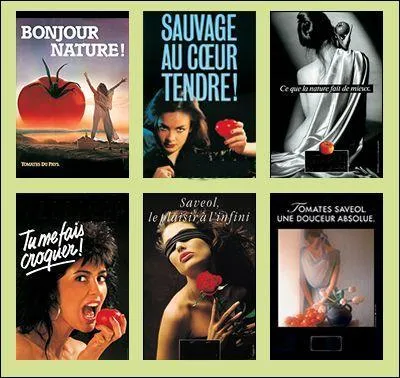 Les premières publicités (1981-1986) mettent l'accent sur les « tomates de pays ». Cette tomate incarne le plaisir, la beauté sous les traits d'une femme. Tendre ou sauvage, toujours irrésistible, elle crée l'évènement. De quelle entreprise française s'agit-il ?