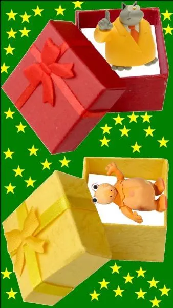 Quelle est la couleur du cadeau pour le petit Philippe Geluck ?