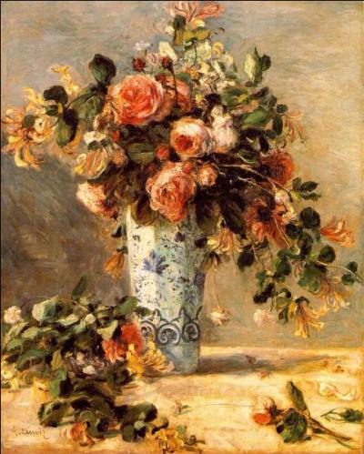 Qui a peint "Roses et jasmins dans le vase de Delft" ?