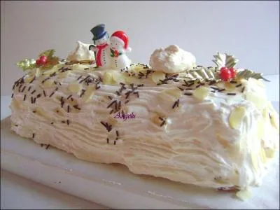 Voilà une jolie bûche glacée, l'alcool qui la parfume s'appelle sabra...