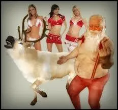 De ce fait, notre grivois fêtard multiplie les parties fines où les cuisses sont légères... Et même, il arrive que papa Noël y fasse participer son fidèle renne Rudolphe ! On peut clairement affirmer que notre papy Noël soit sujet aux tendances :