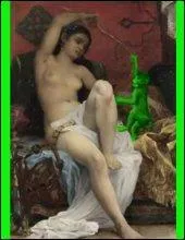 Qui est cette femme égyptienne ? Petite fille sage qui, par étapes, devient courtisane et perd toutes ses illusions sur les hommes (heureusement son bon singe vert veille sur elle...)