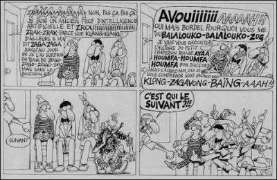 La bande dessin&eacute;e est &eacute;videmment grande pourvoyeuse d'onomatop&eacute;es en tous genres. Qui a dessin&eacute; cette planche assez repr&eacute;sentative ?