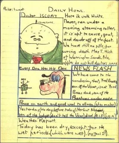 John Lennon a commenc&eacute; &agrave; &ecirc;tre un artiste assez t&ocirc;t, &agrave; l'&eacute;cole, en fait. Po&egrave;mes, caricatures, bandes dessin&eacute;es font partie de son univers. Comment s'appelle ce premier cahier d'&eacute;cole ?