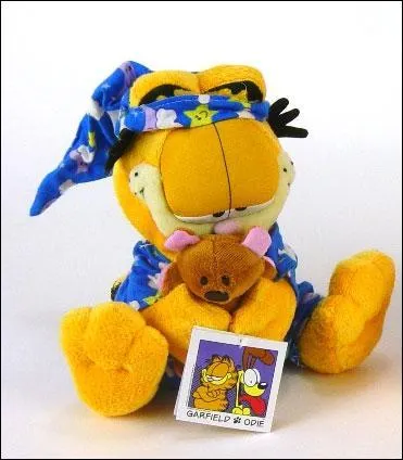 Garfield m'a découvert dans un tiroir. Je suis son doudou adoré. Voyez comme il me serre dans ses bras ! Quel nom m'a-t-il donné ?