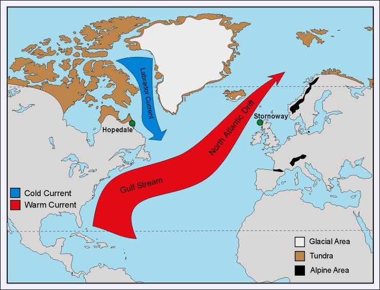 Le Gulf Stream est un courant océanique qui prend sa source entre la Floride et les Bahamas et se dilue dans l'océan Atlantique. Quelle conséquence le réchauffement climatique aura sur ce courant ?