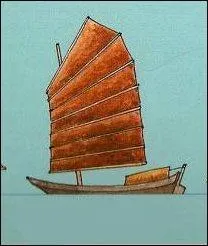 On reconnaît ici une voile de jonque, montée sur une embarcation nommée "somme" : somme toute, d'où vient le mot "jonque" ?