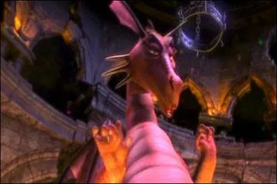 Rouge à lèvres, mascara, pour sûr on ne peut pas se tromper, ce dragon n'est autre qu'une dragonne qui, malgré une apparence effrayante, présente un grand romantisme. Elle tombe amoureuse d'un âne. Mais dans quel film ?