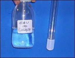 Quel composé est détectable d'après la couleur prise par l'eau de chaux ?