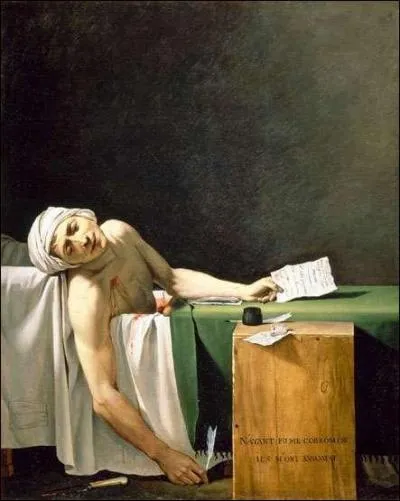 A quel peintre français, figure de proue du classicisme, doit-on le tableau ce tableau intitulé "Marat assassiné" ?