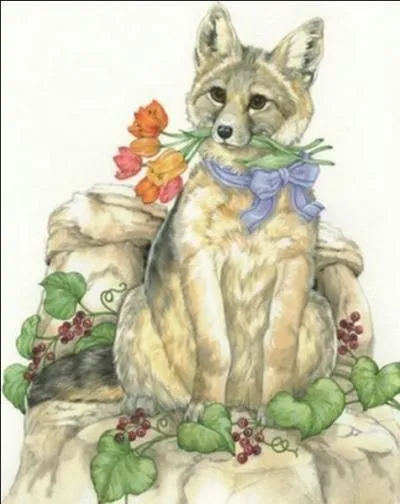 Sur quelles feuilles est assis le chien ?