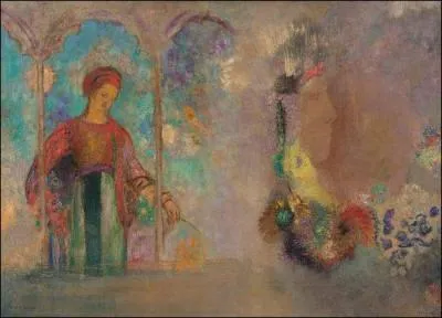 Qui a peint "Arcade gothique - Femme cueillant des fleurs" ?