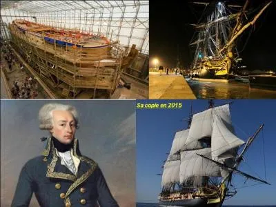 Je suis un navire de guerre ayant servi la royauté et la 1e république française. J'ai participé aux combats contre les Anglais, entre autres, pour le contrôle du golfe de Bengale. Il appuya, avec son artillerie, les troupes républicaines contre les Vendéens.

Quel est ce navire (réponse 1 ou 2) ?
Quelle fut sa fin (réponse 3, 4 ou 5) ?