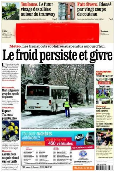 Dans quel journal prendrez-vous les nouvelles si vous habitez Toulouse ?