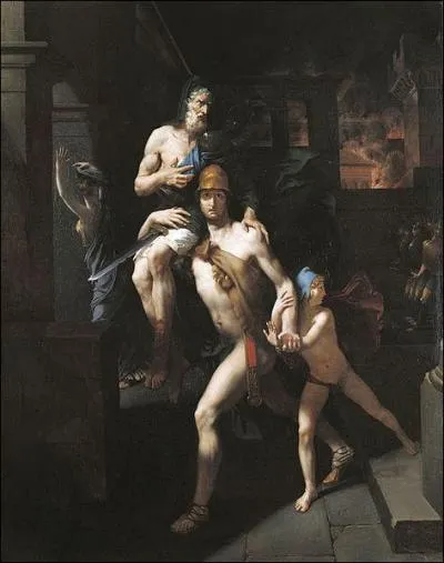 Issu des rois de Troie, guerrier courageux. Dans la nuit où la cité succomba, il s'enfuit avec sa famille sur le mont Ida. Qui est-il ?