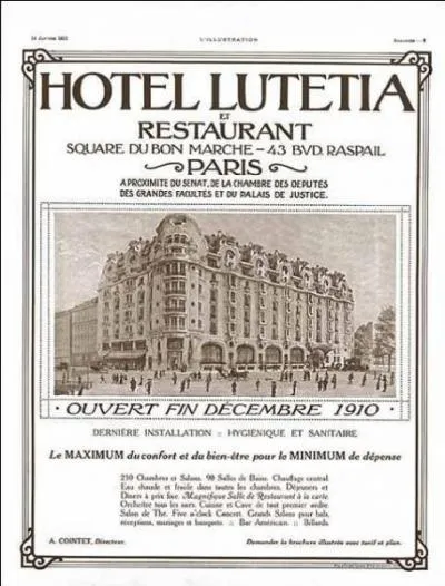 L'hôtel fut construit en 1910 par madame Boucicaut afin que ses importants clients de province fussent logés dans un établissement tout proche et correspondant à leur train de vie quand ils venaient faire leurs courses à Paris  Mais que faisait au juste madame Boucicaut ? (grandir la photo pour un bon indice)