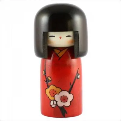 Sobriété, simplicité pour cette poupée au kimono rouge traditionnel agrémenté de fleurs de prunier et de rameaux. Écoutez ! C'est toute une...