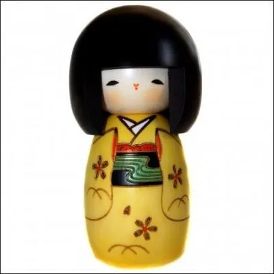 La ceinture (obi) de ce kimono jaune est décorée d'un motif mouillé. Que représente-t-il ?