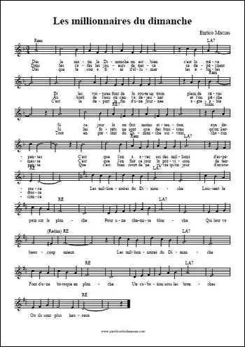 Qui, sur un air entraînant, nous chantait :  Les millionnaires du dimanche ?