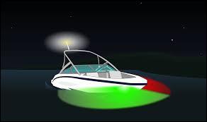 Que signifie le feu de position de couleur vert sur les bateaux ?