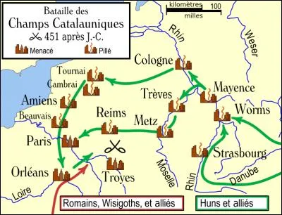 En 444, Attila &eacute;tablit sa r&eacute;sidence sur la Tisza (Hongrie) et pr&eacute;pare ses futures campagnes : dans quelle direction ? (Attention : l'image peut &ecirc;tre trompeuse...)
