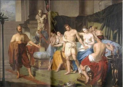 Pour finir, retournons dans l'Antiquité avec un philosophe qui parle de son amant jaloux dans un livre : L'amour de cet homme n'est pas pour moi un médiocre embarras... Depuis l'époque où j'ai commencé à l'aimer, je ne puis plus me permettre de regarder un beau garçon ni de causer avec lui sans que, dans sa fureur jalouse, il ne vienne me faire mille scènes extravagantes... Qui sont-ils ?