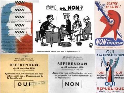 Le 28 septembre 1958, l'ensemble de la population de la France et des territoires sous contrôle de la France est consulté par référundum.
Quel en est le résultat ?