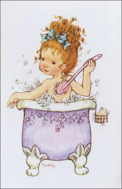 Qu'utilise la fillette pour se frotter le dos ?