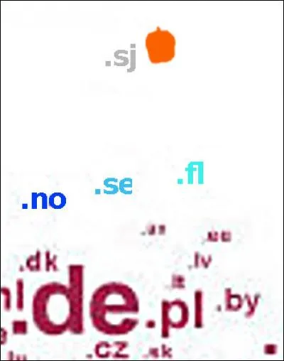 On peut distinguer la Norvège, la Suède et la Finlande (".no", ".se" et ".fl"). Mais qu'y a-t-il tout au nord, en gris ?