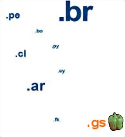 Là, il faut se repérer au ".br" (Brésil) afin de ne pas sombrer. Quelles sont ces îles (en bas à droite) aux initiales ".gs" ?