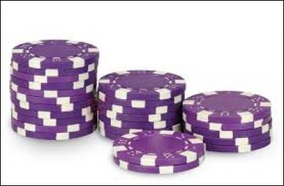 Dans le jeu du "Poker", à quelle somme d'argent correspond un jeton de couleur violette ?