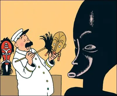 Encore "L'oreille cassée", mais cette fois-ci : quelle est la couleur du costume de Mr Jules, le gardien du musée ?