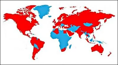 Dans les pays en bleu, quel aliment assez répandu sur le reste du globe ne mange-t-on pas ?