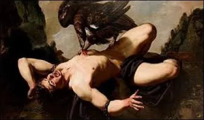 Quel personnage de la mythologie grecque fut condamné à être attaché à un rocher sur le mont Caucase, son foie se faisant dévorer par l'Aigle du Caucase chaque jour, et renaissant la nuit ?